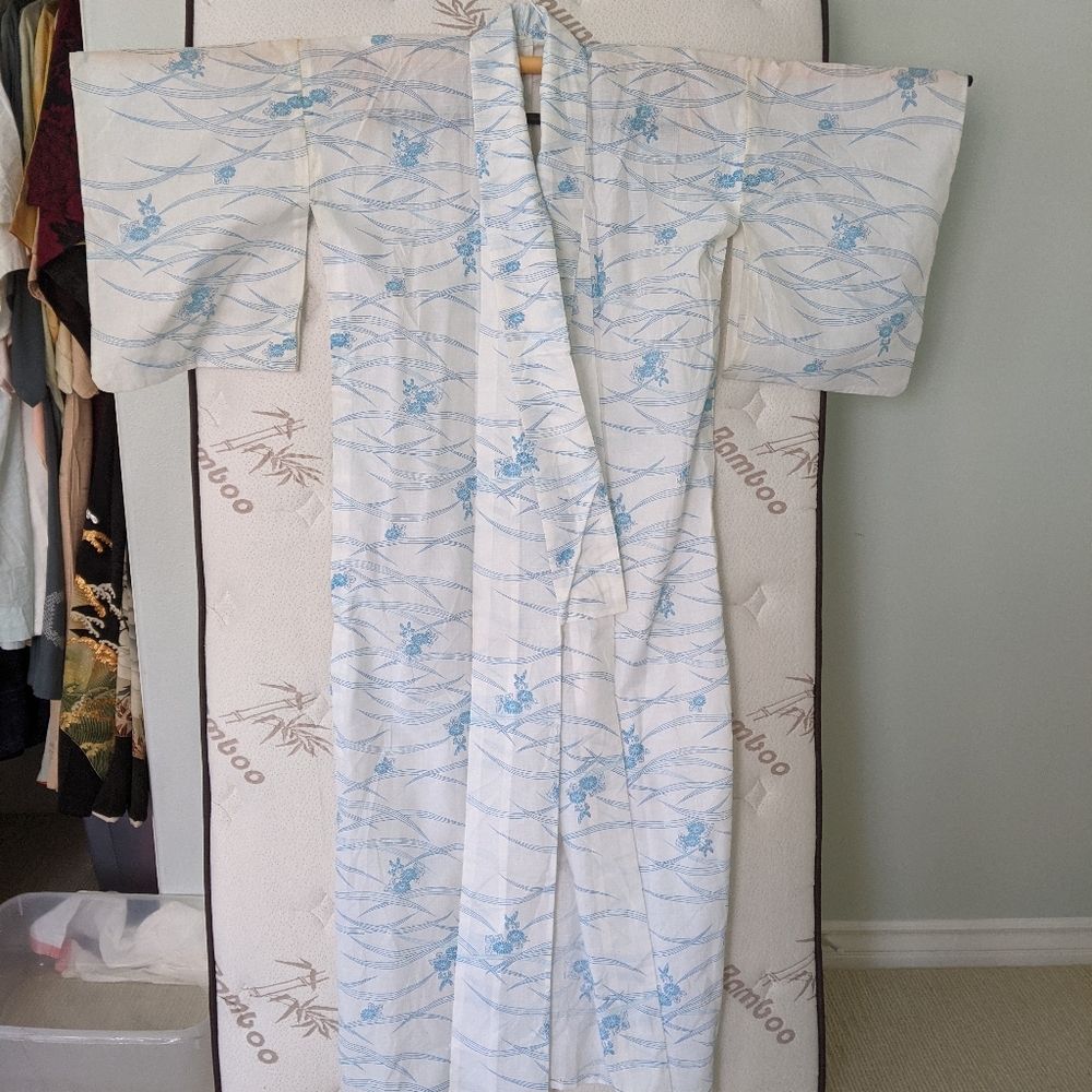 Vintage Cotton white / sky color Yukata